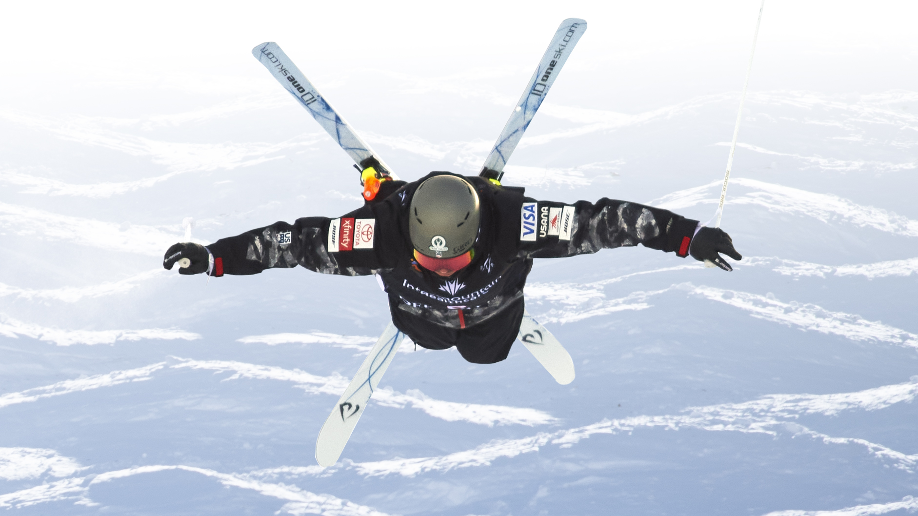 Brad Wilson performs a backflip during the 2019 FIS World Championships at Deer
Valley, Utah. Photo credit: Kelly Gorham.